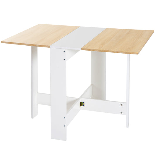 HOMCOM Wooden Folding Dining Table Writing Computer Desk PC Workstation Space Saving Home Office Oak & White 4.8