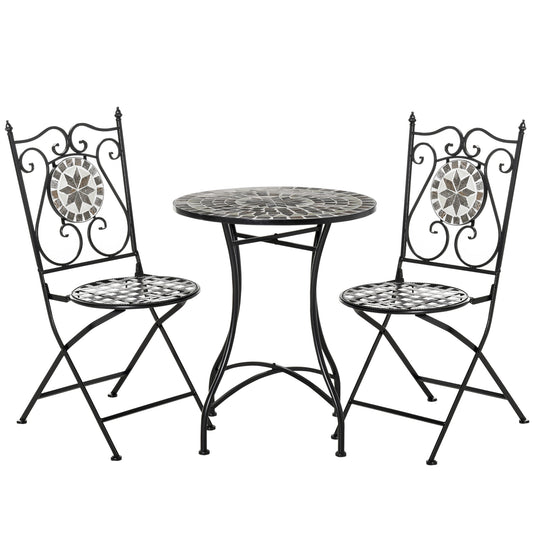 Outsunny Glider Rocking Chair & Table Set 2 Single Seaters Rocker Garden Swing Chair Patio Furniture Bistro Set Grey 4.6