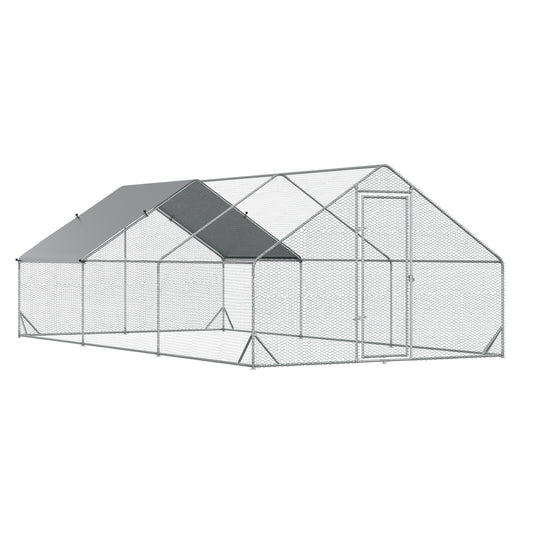 PawHut Large Hen Coop, Galvanised Walk In Chicken Run with Cover, 6 x 3 x 2m, Silver #8 Top Sellingin Chicken Coop 4.7