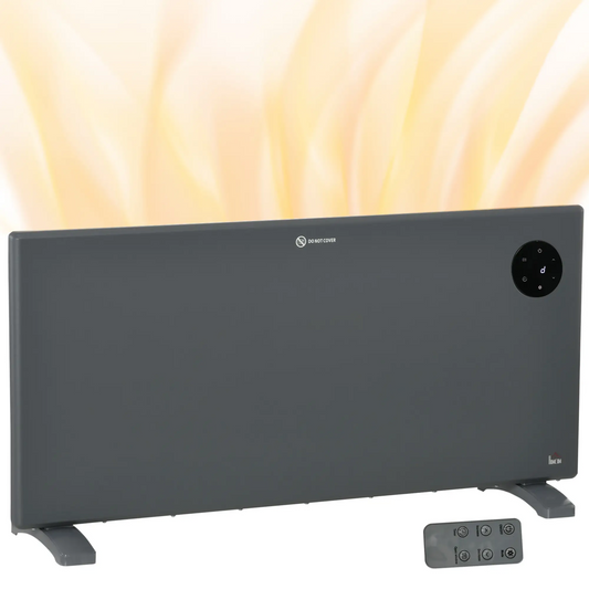 HOMCOM 2000W Electric Convector Heater, Freestanding or Wall Mounted, Space Heater with Adjustable Thermostat, Timer, Grey