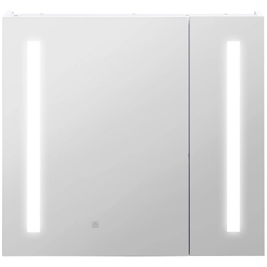 Illuminated Bathroom Mirror Cabinet 650 x 700Hmm LED Bathroom Mirror with Lights Touch Switch, Adjustable Shelf, USB Charge, White