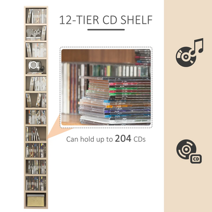 HOMCOM 204 CD Hoher, schmaler Medienaufbewahrungsturm, Eichenton