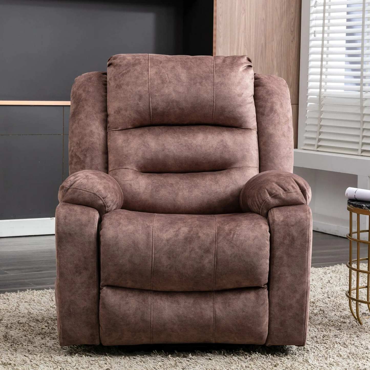 Electric Recliner Massage Chair with Heat, USB Ports, Side Pockets, Easy Assembly, for Home Living Room, 87x85x107 cm, Brown