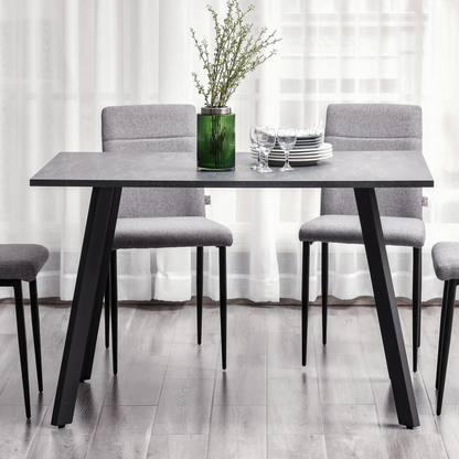 HOMCOM Dining Table, Contemporary Rectangle Kitchen Table with Metal Legs and Spacious Tabletop for Dining Room, Living Room, Dark Grey