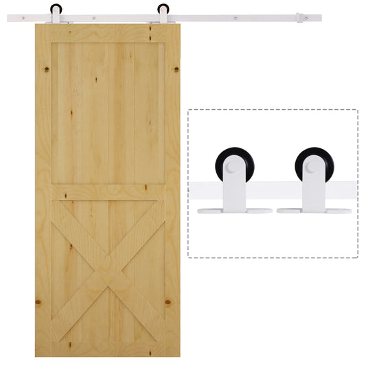HOMCOM 6FT Rustic Interior Sliding Barn Door Mounting Hardware Kit - White 4.8
