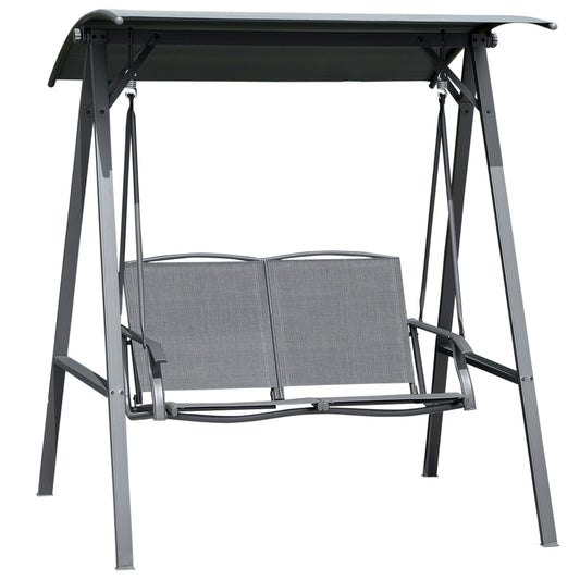 Outsunny 2 Seater Garden Swing Seat Swing Chair, Outdoor Canopy Swing Bench with Adjustable Shade, Metal Frame and Texteline Seat, Dark Grey #5 Top Sellingin Swing Chairs 5
