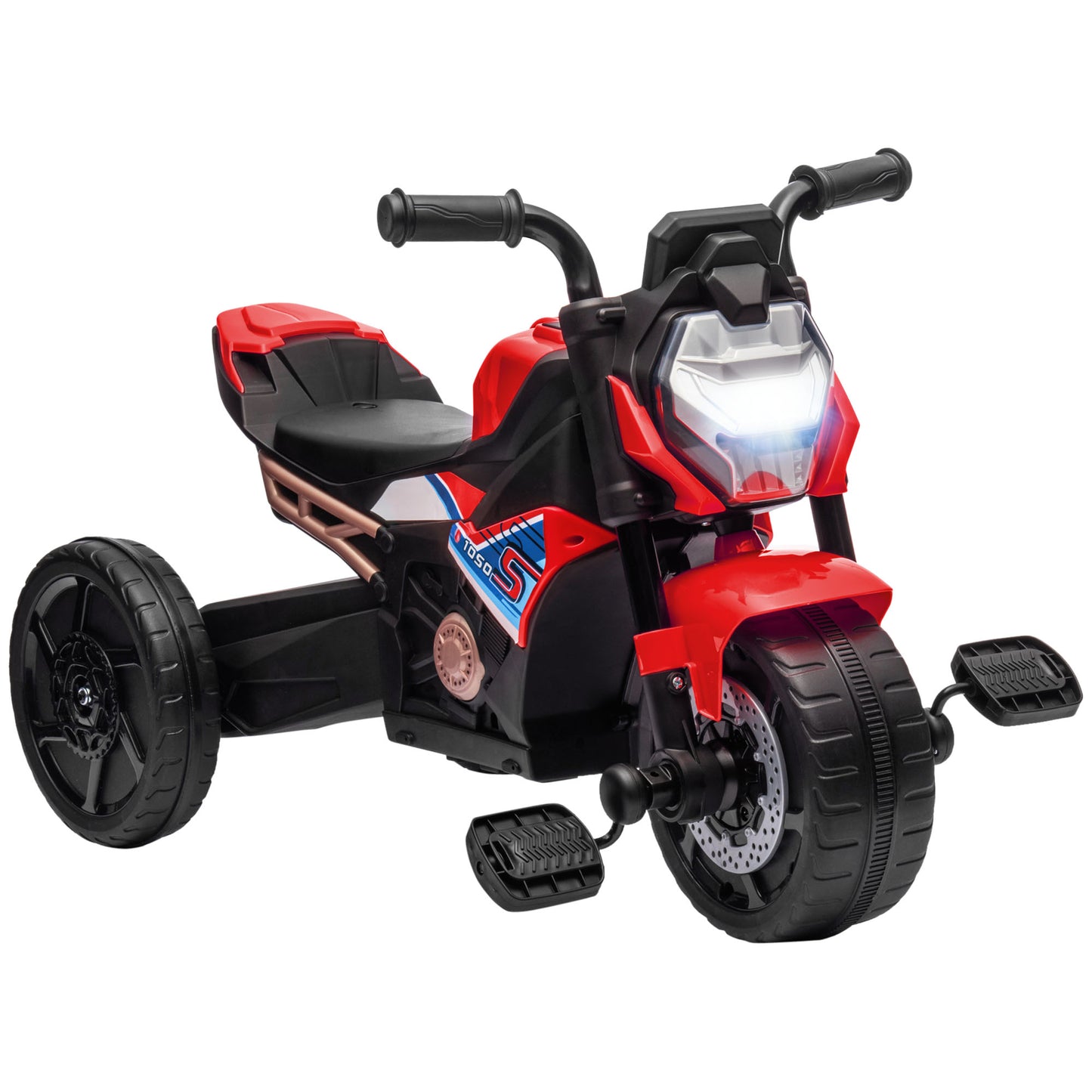 AIYAPLAY Motorcycle Design, 3 in 1 Toddler Trike, Sliding Car, Balance Bike with Headlight, Music, Horn, Red 5