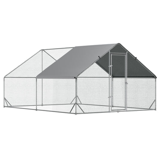 PawHut Chicken Run Galvanised Walk-in Chicken Coop Hen Poultry House Cage Rabbit Hutch Pet Playpen Garden w/ Water-Resist Cover, 3 x 4 x 2m #3 Top Sellingin Chicken Coop 4.7