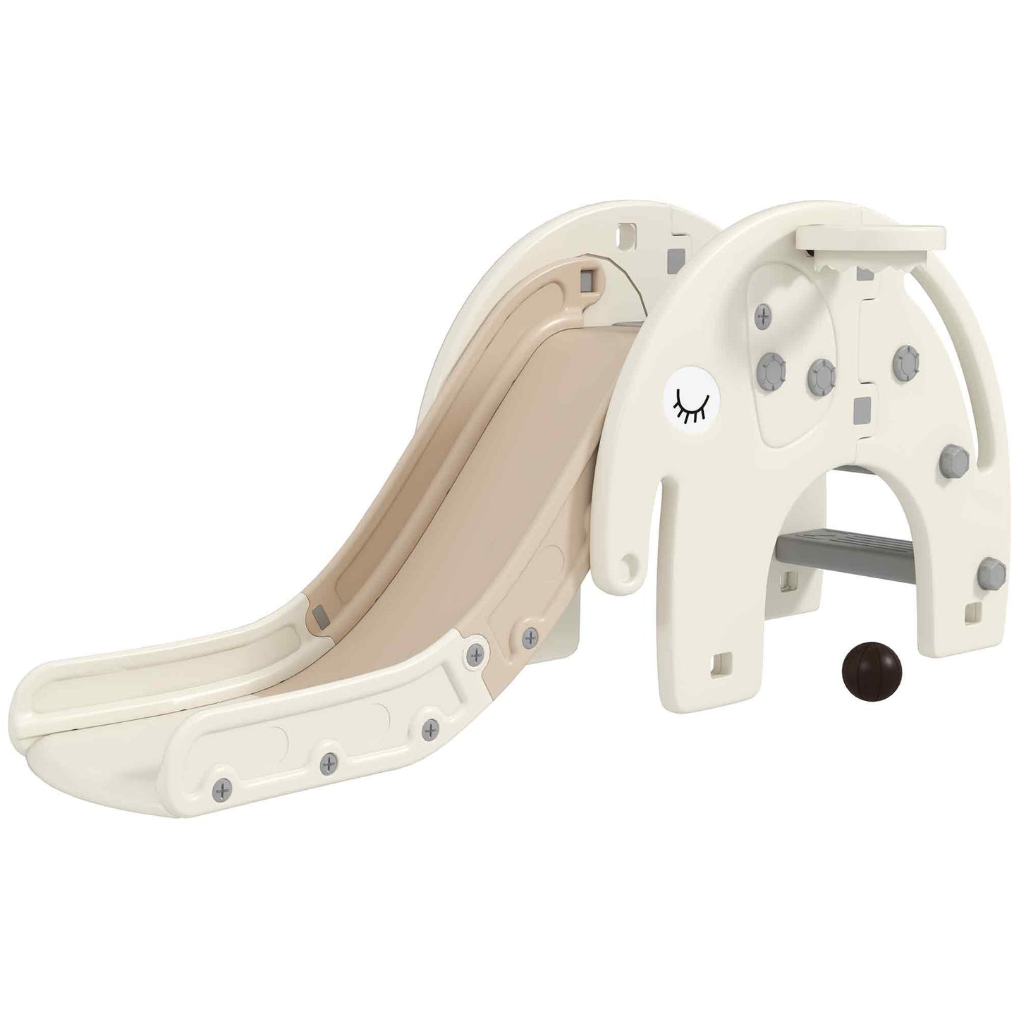 AIYAPLAY 3 in 1 Toddler Slide with Basketball Hoop, Climber, Elephant-Themed, for 1-3 Years, Cream White #4 Top Sellingin Slide 5