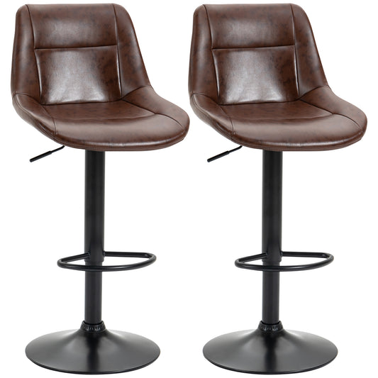 HOMCOM Adjustable Bar Stools Set of 2, Modern Kitchen Stools, 360 Degree Swivel Bar Height Barstools in PU Leather with Footrest, Brown #7 Top Sellingin Dining Furniture & Bar Stools 5