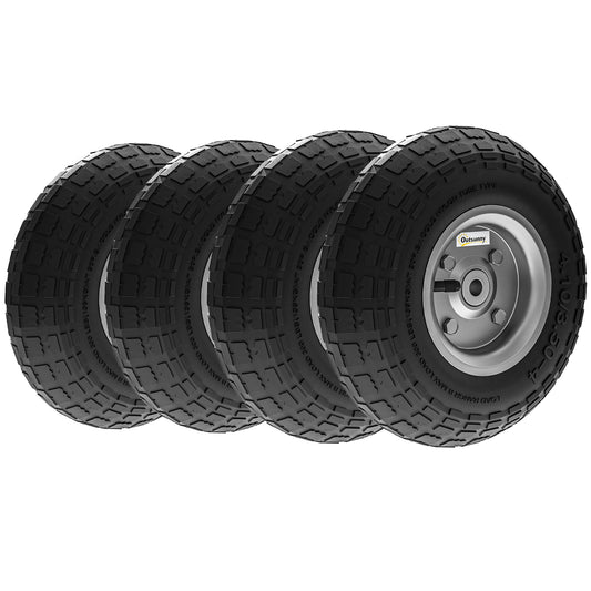 Outsunny Set of 4 Pneumatic Wheels, 10" Wheelbarrow Wheels Replacement for Barn Carts, Hose Carts, Garden Carts, Sack Trucks, Black #10 Top Sellingin Garden Trolleys