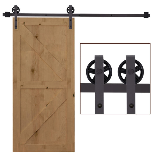 HOMCOM 6ft Modern Single Sliding Barn Door Track Kit Set Closet Hardware for Single Wooden Door 4.8
