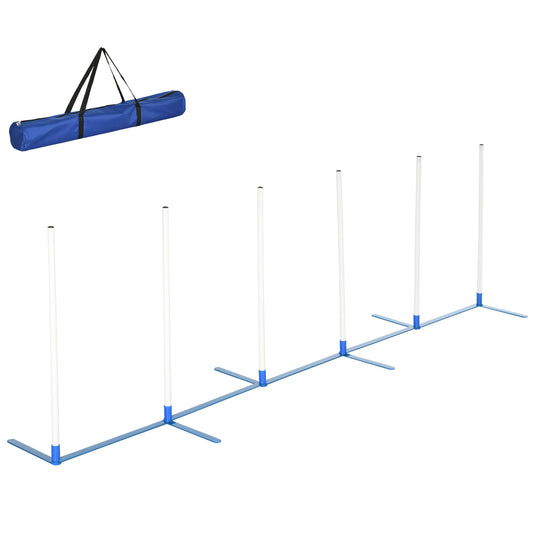 PawHut Dog Agility Equipment Training Adjustable Obstacle Course Set with 6 Weaves Poles Storage Bag for Pet Outdoor Games Exercise #5 Top Sellingin Dog Training 4.9