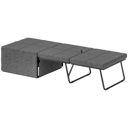 HOMCOM Folding Bed with Linen Sponge Mattress and Dust Cover, Foldable Guest Bed Compact Single Bed with Metal Frame, 69 x 181.5 cm, Grey #10 Top Sellingin Beds 4.8
