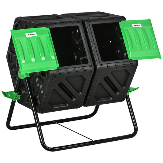 Outsunny 130L Double Chamber Composter - Black 4.9