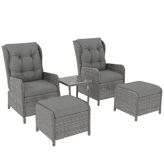 Outsunny 80° Reclining Rattan Lounger - White/Beige