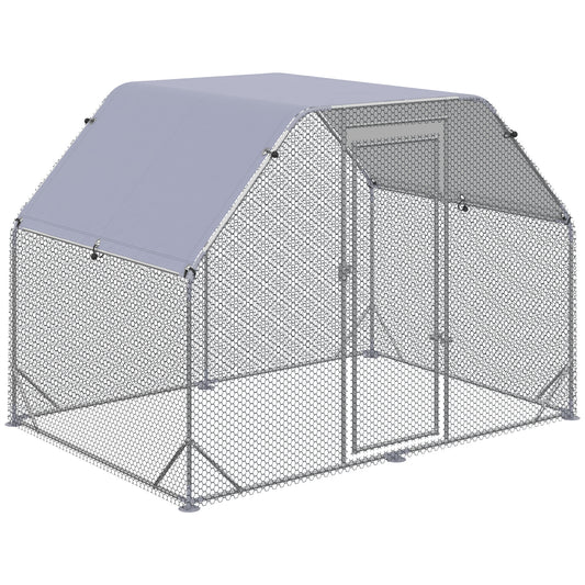 PawHut Walk in Chicken Run Chicken Coop Hen House Outdoor with Roof for 4-6 Chickens, 280 x 190 x 195cm 4.6