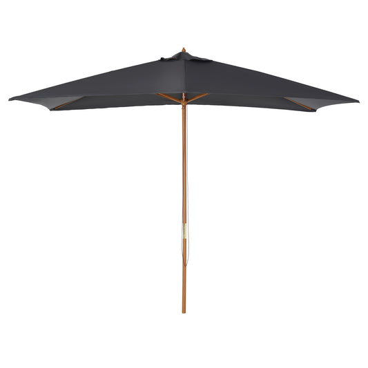 Outsunny 2 x 3m Wooden Garden Parasol Umbrella Outdoor Sun Shade Canopy, Dark Grey 4.9