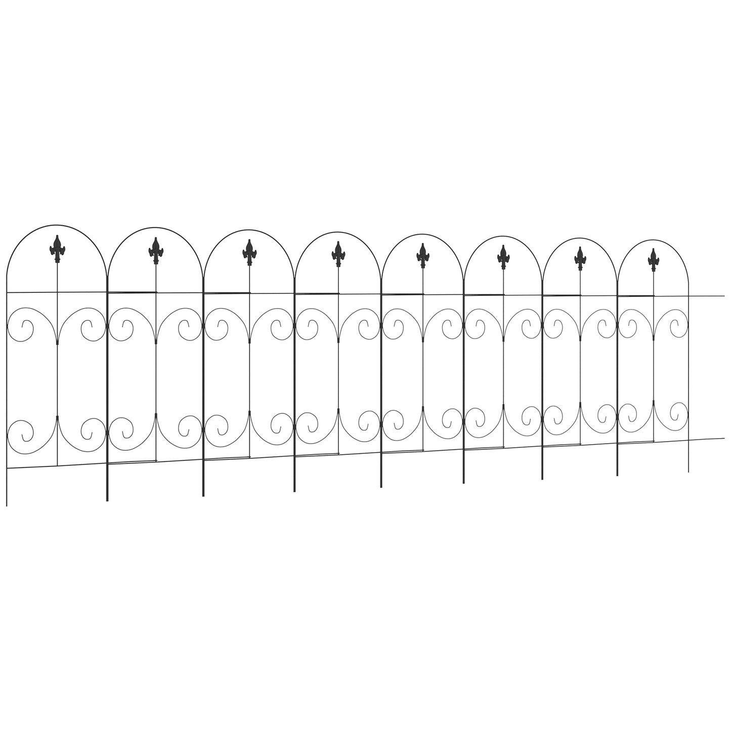 Outsunny Decorative Garden Fencing, 8PCs 44in x 12.5ft Outdoor Picket Fence Panels, Rustproof Metal Wire Landscape Flower Bed Border Edging, Black #10 Top Sellingin Fence 4.7