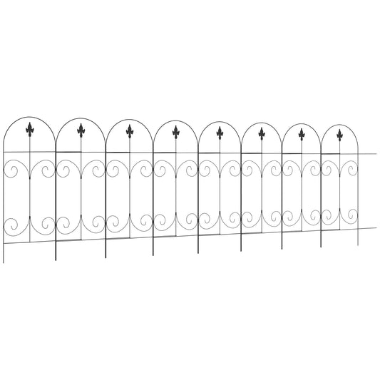 Outsunny Decorative Garden Fencing, 8PCs 44in x 12.5ft Outdoor Picket Fence Panels, Rustproof Metal Wire Landscape Flower Bed Border Edging, Black #10 Top Sellingin Fence 4.7