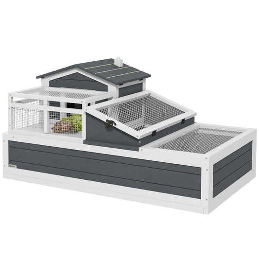 PawHut Tortoise House 3-Room with 2 Stories, Ladder, Balcony, Tray, Openable Roof, 59H x 112L x 65Wcm, Grey #3 Top Sellingin Reptiles & Amphibians Products 4.8