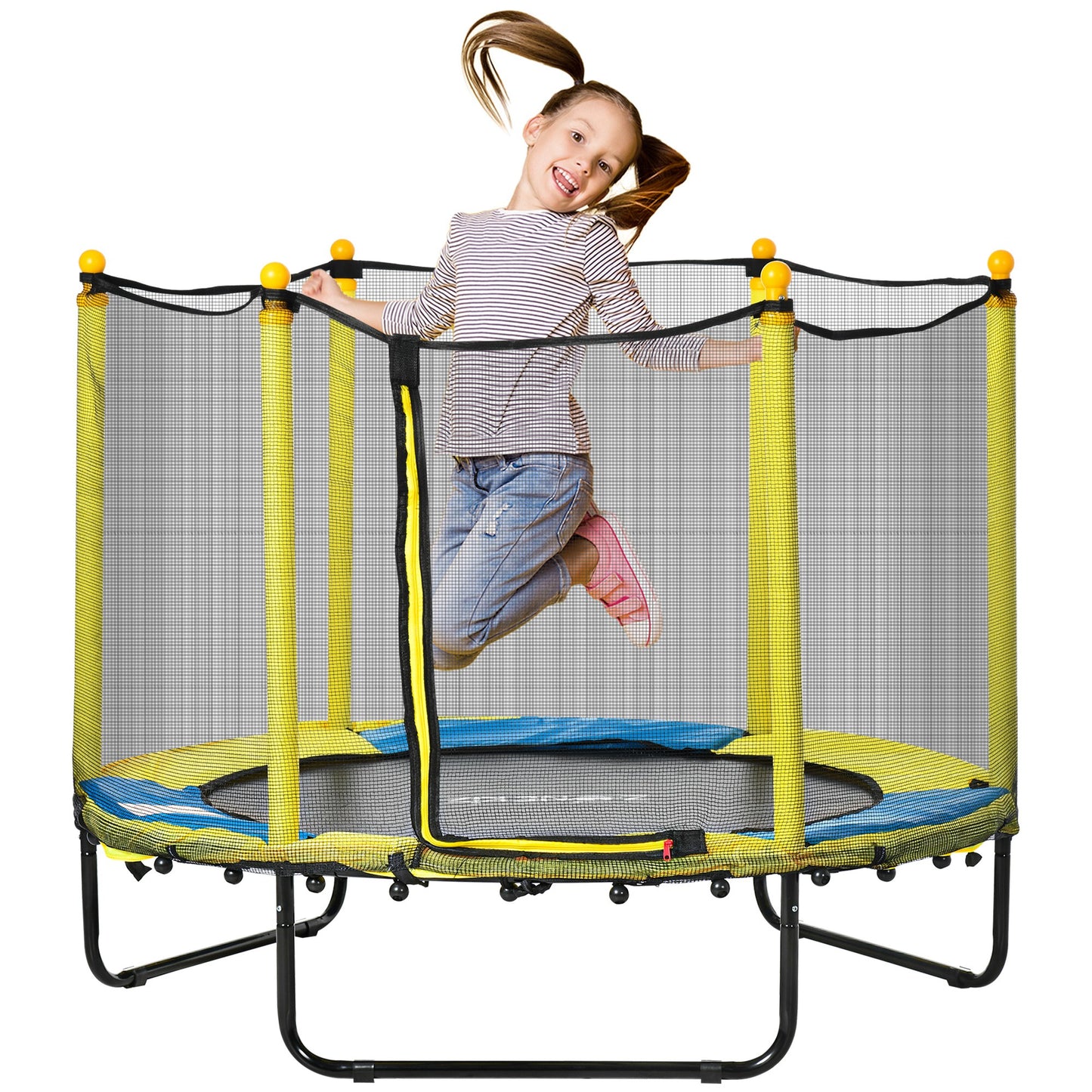 HOMCOM 4.6FT Kids Trampoline, with Safety Net, for Kids 3-10 Years - Yellow #7 Top Sellingin Trampolines & Accessories 4.6