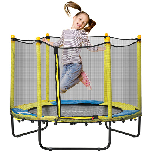 HOMCOM 4.6FT Kids Trampoline, with Safety Net, for Kids 3-10 Years - Yellow #7 Top Sellingin Trampolines & Accessories 4.6