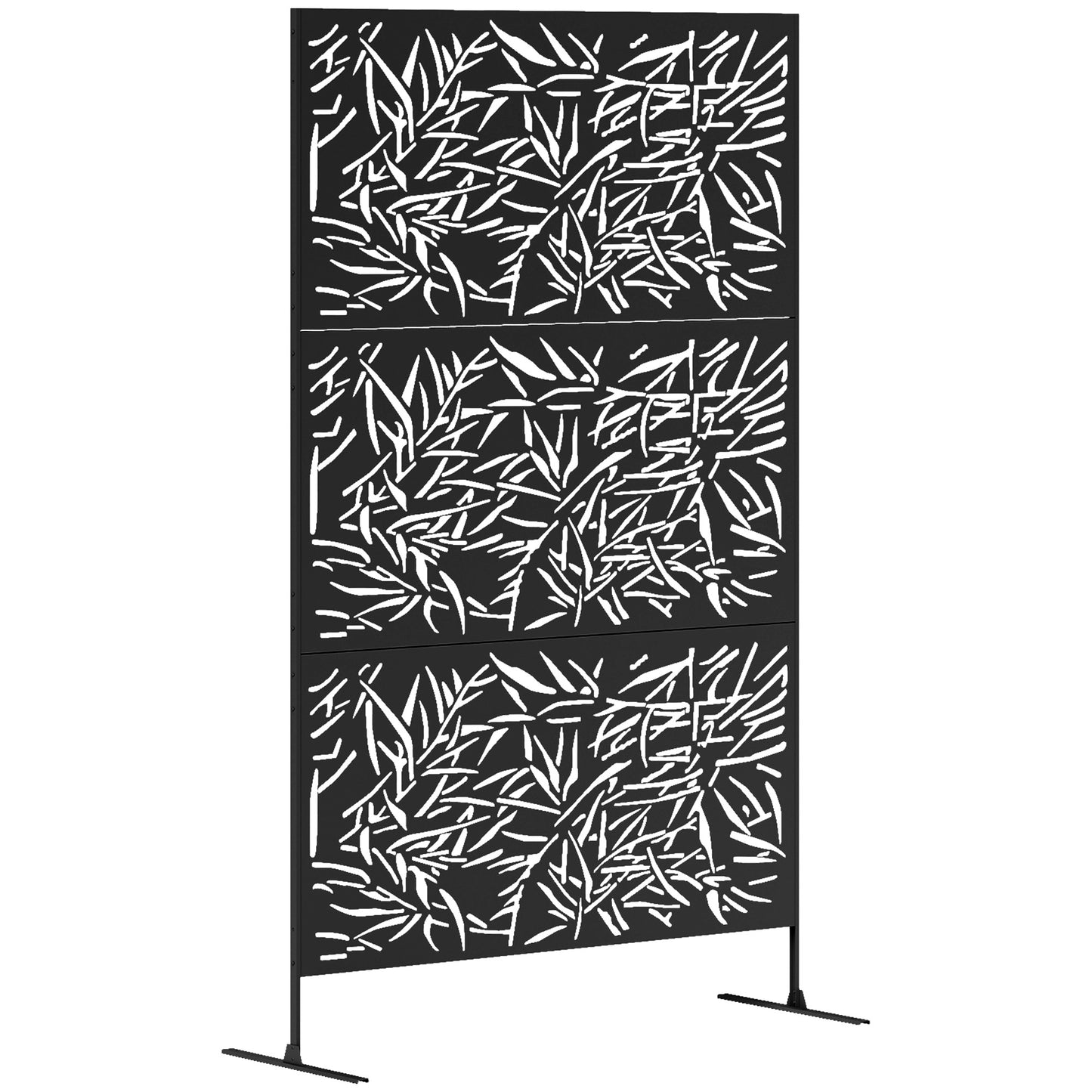 Outsunny Decorative Garden Privacy Screen with Stand, 6.5FT Freestanding Metal Outdoor Divider, Decorative Privacy Panel with Expansion Screws for Garden Pool Hot Tub, Bamboo Style, Black #8 Top Sellingin Fence 5