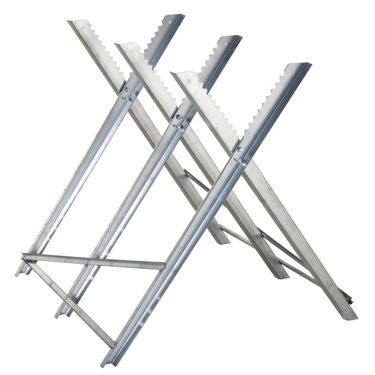 DURHAND Portable Sawhorse Heavy Duty Steel Adjustable Work Support, Foldable Sawhorse Stand 100 kg Weight Capacity, Silver Tone #1 Top Sellingin DIY Tools 5