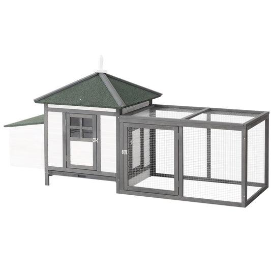 PawHut Chicken Coop Small Animal Pet Cage w/ Nesting Box Outdoor Run Wooden 4.8