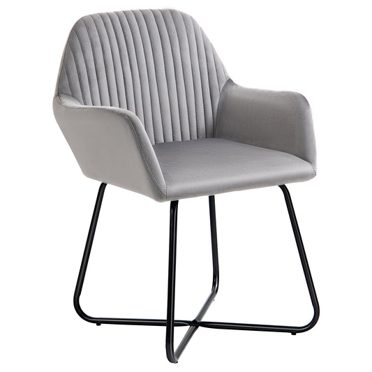 HOMCOM Modern Arm Chair Upholstered Accent Chair with Metal Base for Living Room Grey 5
