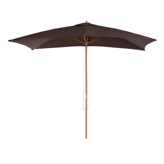 Outsunny 2 x 3m Wooden Garden Parasol Umbrella Outdoor Sun Shade Canopy, Dark Coffee 4.8