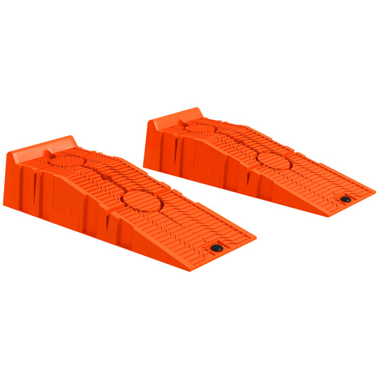 DURHAND 2 Pieces Car Ramps Heavy Duty 5 Ton Motorhome Levelling Ramps, Plastic Garage Workshop Car Lift, Portable Automotive Vehicle Campervan Car Ramp, Orange 5