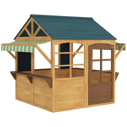 AIYAPLAY Wooden Playhouse for Kids, Foldable Wendy House with Windows, Working Door, Service Stations, Rain Covers, Brown #5 Top Sellingin Toys for Kids