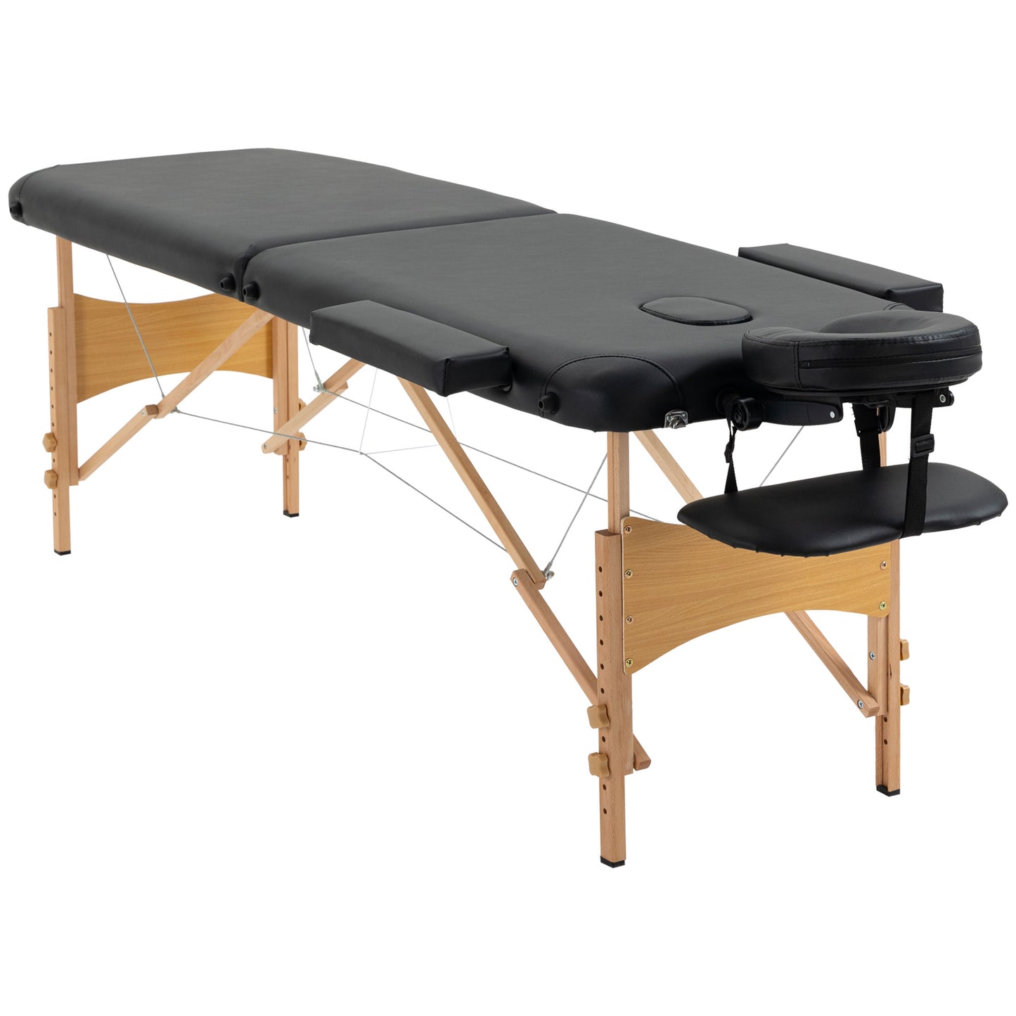 HOMCOM Portable Massage Bed, Folding Spa Beauty Massage Table with 2 Sections, Carry Bag and Wooden Frame, Black #4 Top Sellingin Massage & Relaxation 5