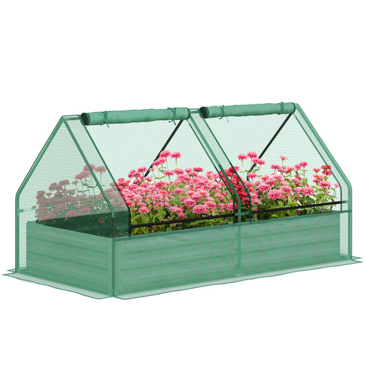 Outsunny Metal Planter Box with Cover, Raised Garden Bed with Greenhouse, for Herbs and Vegetables, Green and Dark Grey #9 Top Sellingin Garden Planters & Stands 4.8