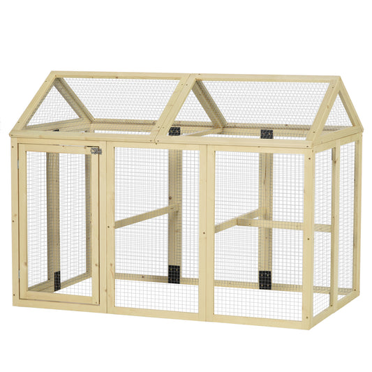 PawHut Large Chicken Run, Wooden Chicken coop, with Combinable Design - Natural Wood Finish 4.5