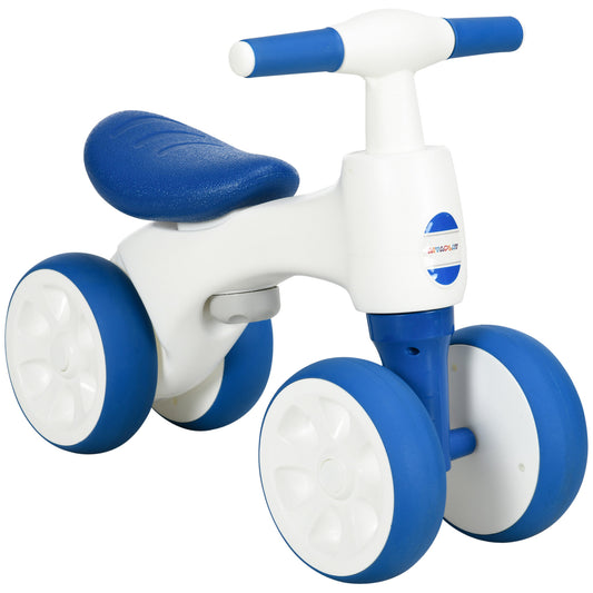 AIYAPLAY Balance Bike for Ages 18-36 Months, with Anti-Slip Handlebars, Four Wheels, No Pedal - Blue 4.3