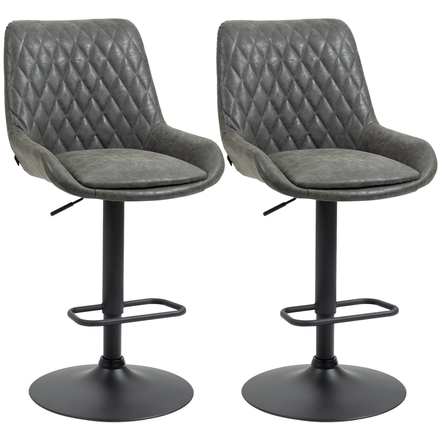 HOMCOM Retro Bar Stools Set of 2, Adjustable Kitchen Stool, Upholstered Bar Chairs with Back, Swivel Seat, Dark Grey #9 Top Sellingin Home Goods 5