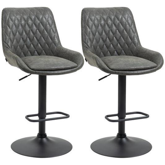 HOMCOM Retro Bar Stools Set of 2, Adjustable Kitchen Stool, Upholstered Bar Chairs with Back, Swivel Seat, Dark Grey #9 Top Sellingin Home Goods 5