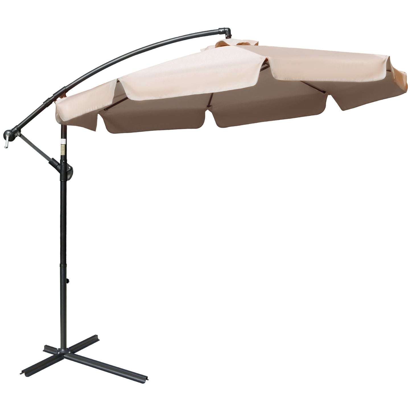 Outsunny 2.7m Cantilever Parasol Banana Sun Umbrella with Crank Handle and Cross Base for Outdoor Hanging Sun Shade Light Brown 4.5