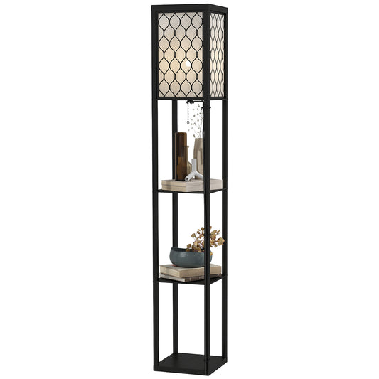 HOMCOM Shelf Floor Lamp Standing Lamp W/4-tier Wooden Open Shelves,26L x 26W x 160Hcm-Black/White #2 Top Sellingin Lighting 4.9