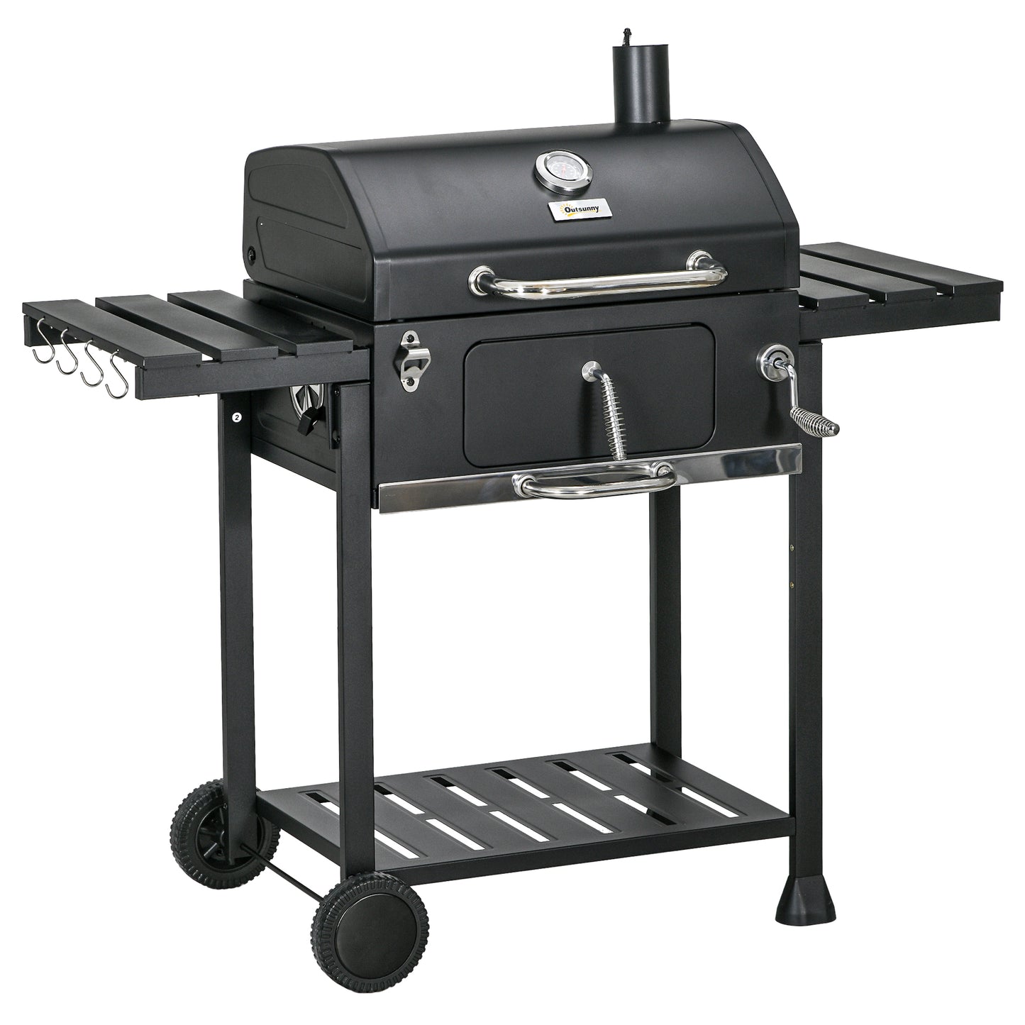 Outsunny Adjustable Charcoal Pan BBQ, with Thermometer and Warming Rack #5 Top Sellingin Charcoal Grills 5