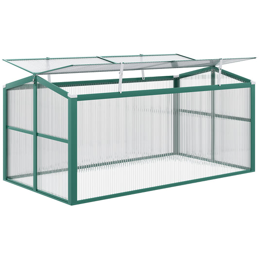 Outsunny Aluminium Polycarbonate Greenhouse Cold Frame Grow House, Openable Top for Flowers and Vegetables, 130x70x61cm 5