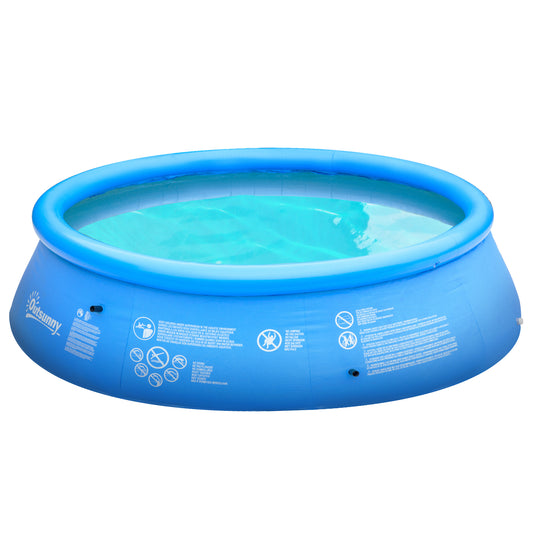 Outsunny 274cm x 76cm Inflatable Swimming Pool Family-Sized Blow Up Pool Round Paddling Pool with Hand Pump for Adults, Outdoor, Garden and Backyard, Blue 5
